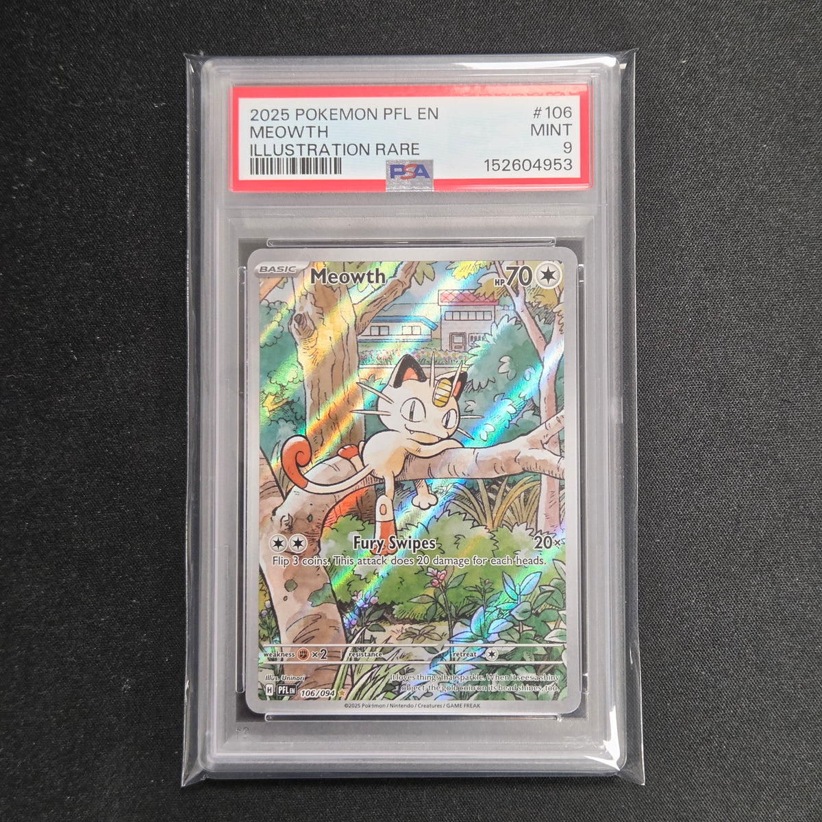 Pokemon TCG Meowth Phantasmal Flames 106/094 (PSA 9)