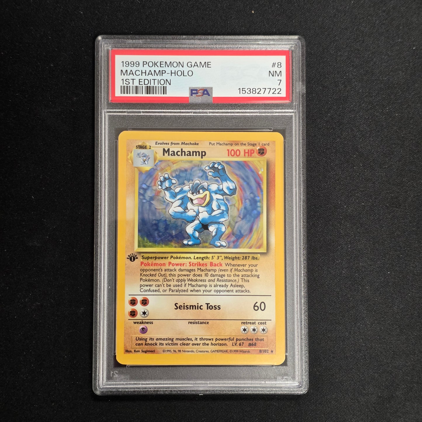 Pokemon TCG Machamp 1st Edition Base Set 8/102 (PSA 7)