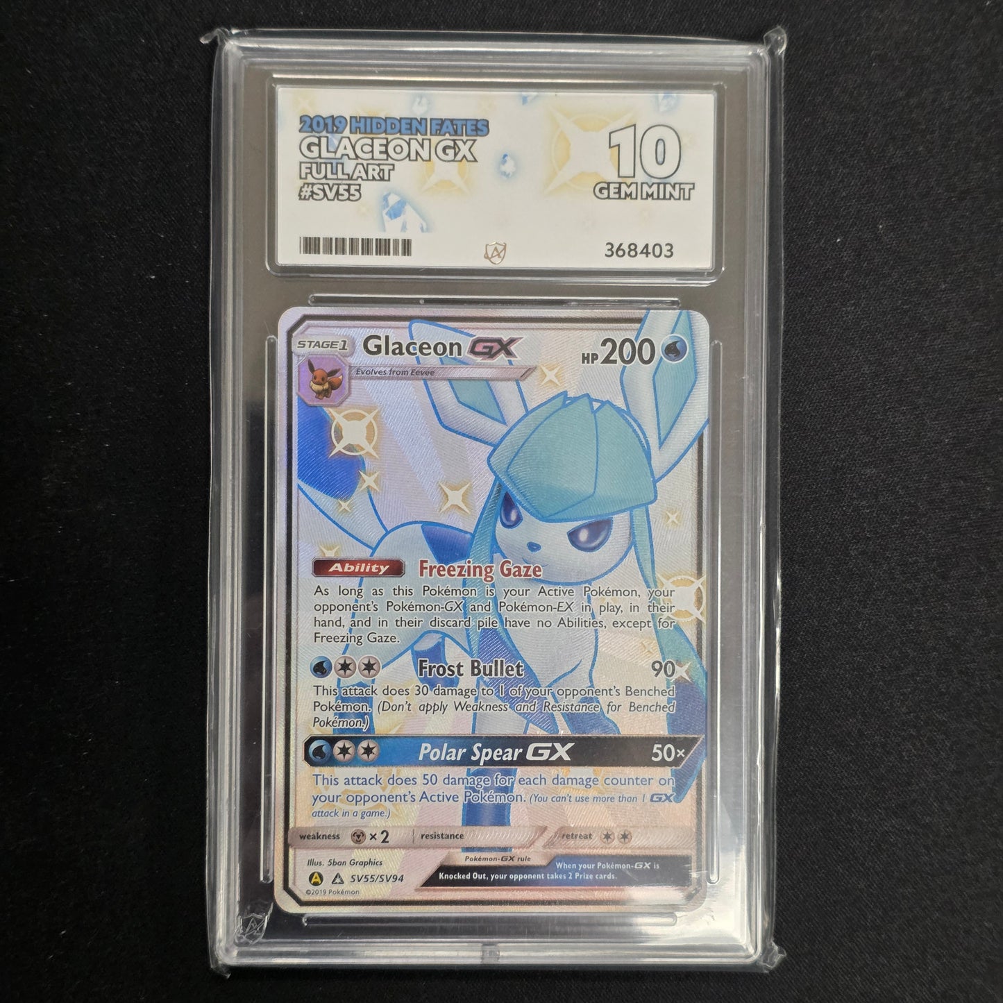 Pokemon TCG Glaceon GX Hidden Fates SV55/SV94 (Ace 10)
