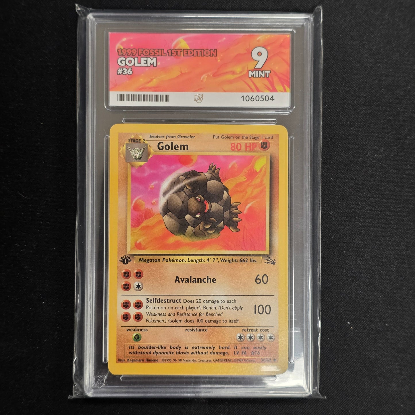 Pokemon TCG Golem 1st Edition Fossil 36/62 (Ace 9)
