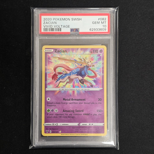 Pokemon TCG Zacian *Amazing Rare* Vivid Voltage 082/185 (PSA 10)